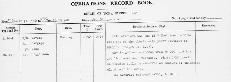 Operations Record Book of 50 Squadron (AIR 27/485/20) recording aircraft L.4062 having bombed Berlin.

"This aircraft was one of 5 that took off to bomb one of the electricity power stations of BERLIN.

The target was attacked from 18,000' and 8 x 250 lb. bombs were released.  No results could be observed on account of extensive cloud over the area."