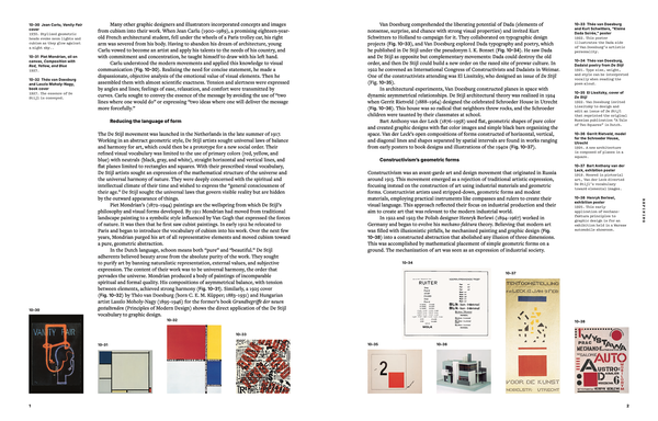 spread from a graphic design history text showing destijl artifacts