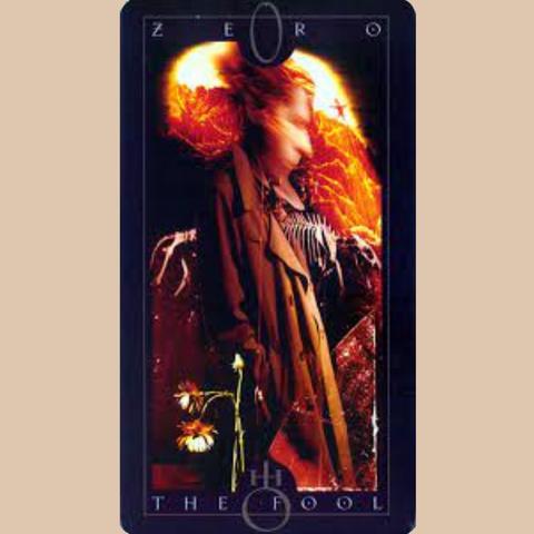 THE FOOL card, featuring David McKean's representation of John Constantine the Hellblazer, from The Vertigo Tarot (1995).