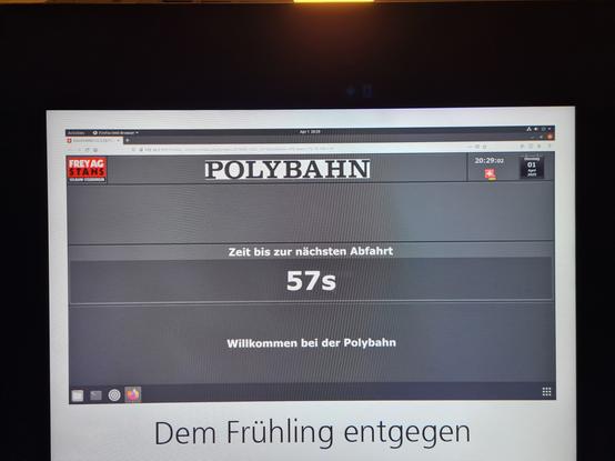 Ausschnitt des Abfahrtsanzeigers mit ersichtlichem Firefox-Fenster