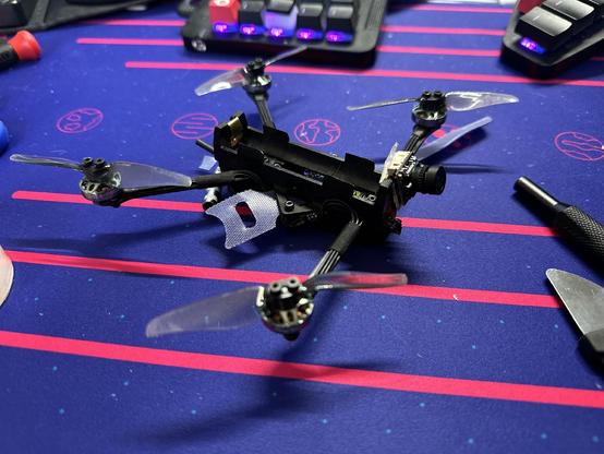 Headless, you say? FPV drone camera taped to front of Rekon 3” with Gorilla tape.