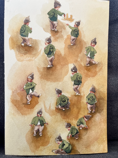 Sketches of a little boy hanging around the beach