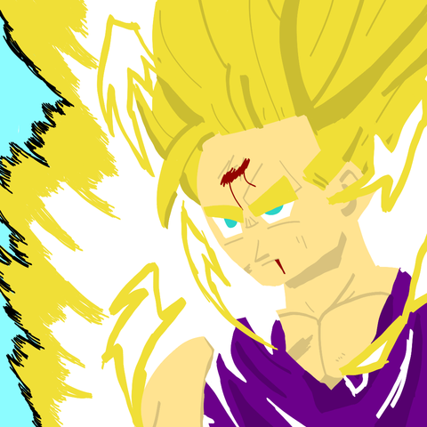 Super Sayian 2 Gohan from the Cell Saga drawn lineless.
