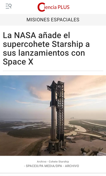 El cohete Starship de la empresa de Elon Musk.