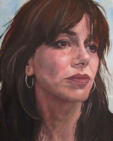 Image: Claire Guinan: Detail of Human, Portrait of Imelda May, 2017, Oil on canvas, 60 x 90 cm | straightforward portrait, head only, of singer Imelda May, who is looking out from the canvas, but past us to our right; hoop earringhs, long dark hair, brown eyes• “Solo Exhibition by Athlone artist Claire Guinan    Heart and Soul, Portraits of Irish Musicians celebrates the influential figures who have shaped Ireland’s music scene. Guinan has always felt a deep connection to music, which is reflected in her artwork. For her, music is not only a soulful experience but also an escape from the pressures of the modern world. This collection of paintings showcases Claire's pride in her Irish heritage. Claire personally met and photographed each musician, except for Phil Lynott, for whom she used reference photos provided by his mother, Philomena.   Claire Guinan is an Irish contemporary multi-disciplinary artist based in the heart of Ireland. She graduated from Limerick School of Design with…”