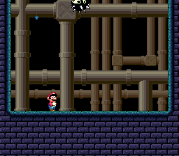 The spiked Koopa boss on the ceiling
