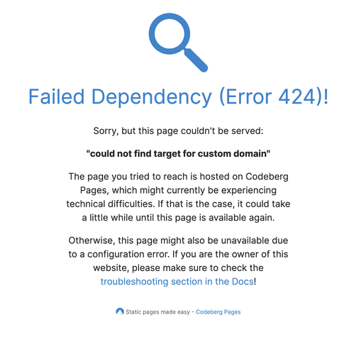 Codeberg failed dependency error for r7rs.org