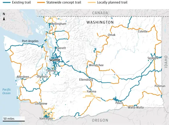 Bicycling map of Washington state