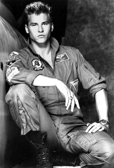 Promo photo of Val Kilmer during the filming of the movie Top Gun