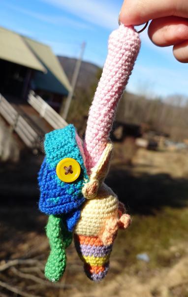 Pukei pukei, a monster hunter (Capcom) monster, crocheted Keychain plush.