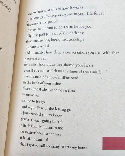 Picture of a poetry page from Whitney Hanson's book titled 'Home'.
