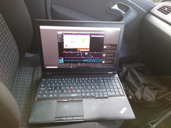 Using the car radio to monitor the audio and checking the TX site PC (I am safely parked up, it would be highly illegal and unsafe to try this whilst driving!)