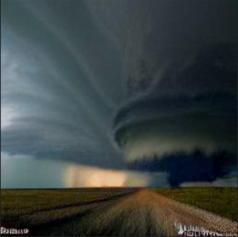 Generated AI content: photo output from a DALL-E prompt around late 2022 from the prompt "supercell over Kansas."