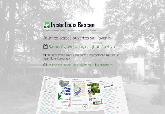 Livret d’accueil numérique des portes ouvertes du lycée Louis-Bascan, à Rambouillet (78).