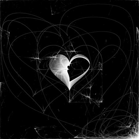 delicate white heart against a black background (seed 3670)