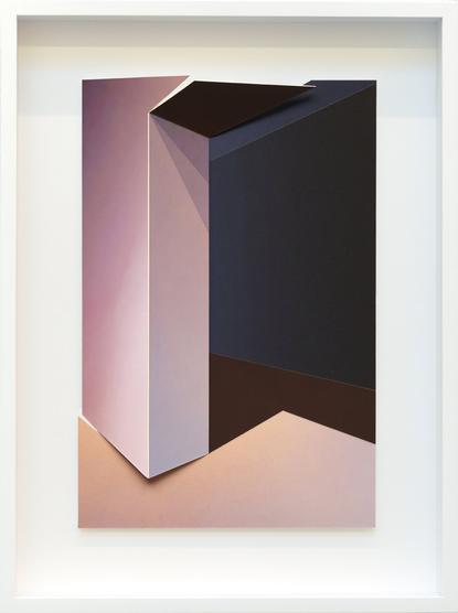 Folded collage of a space in a frame
Colours are photographs of skies
