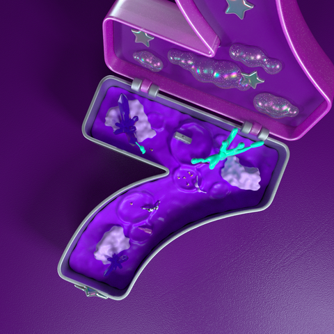 Rendering showing the scene from above, clearly displaying the number 7.