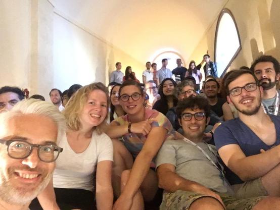 Group picture of ISWS 2018. from left to right (front) Harald Sack, Marieke van Erp, Tabea Tietz, Andrea Giovanni Nuzzolese, ...