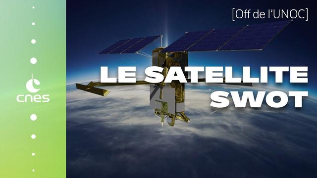 Miniature de la video conférence live Le Satellite SWOT qui apparait en 3D derrière le titre.