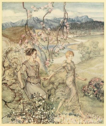 The 'Land of the Ever Young' depicted by Arthur Rackham in Irish Fairy Tales (1920), public domain