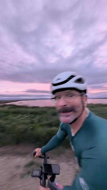 Blurry rider and sunset