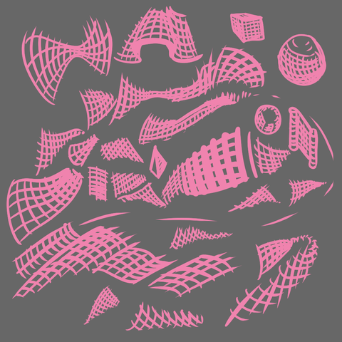Digital drawings of grids in different shapes.