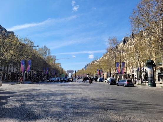 Vue sur les champs élysées et l'arc de triomphe au loin