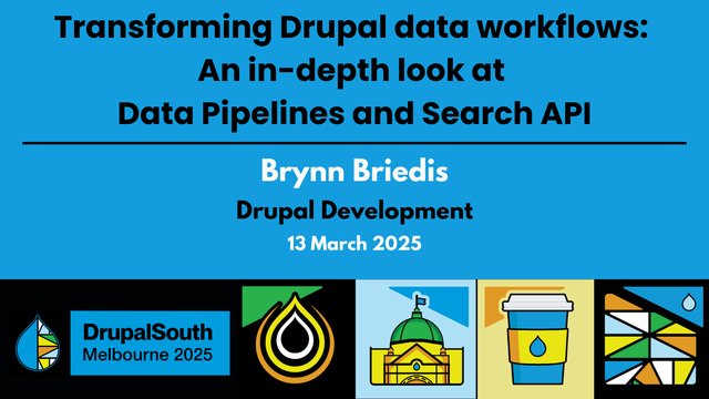 🎥 Video published
Transforming Drupal data workflows: An in-depth look at Data Pipelines and Search API / Drupal Development / Brynn Briedis
https://youtu.be/LrC1LUJ6ww0

DrupalSouth Melbourne 2025 conference 
13 March 2025