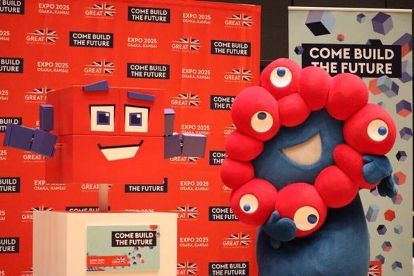 Countries' mascots beat drum for Osaka Expo