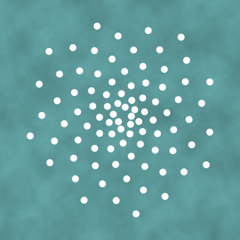 Here are 89 circles on a phyllotactic spiral. A nod to 89 being a Fibonacci number and the connection between many plant structures and Fibonacci numbers.