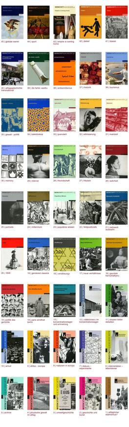 Frontcover aller WerkstattGeschichte Hefte (screenshot von der website), Teil 2