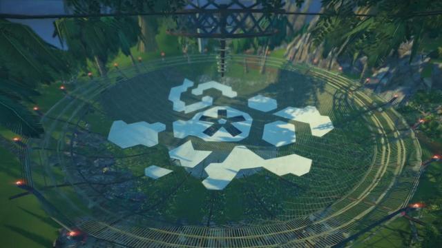 Screen shot of Super Tux Kart trailer showing race track inside dish from above.