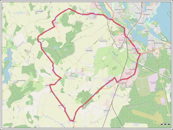 Bildbeschreibung:
Screenshot der heutigen 38 Kilometer Radtour aus QMapShack.