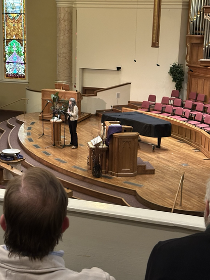 Nadia Bolz-Weber speaking in the sanctuary of St. Paul’s United Methodist Church in Lincoln, Nebraska on 3 April 2025. Photo credit: ©️2025 Jay Hammond