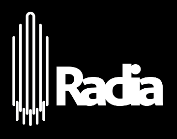 logo of the Radia network which includes a stylised radio valve