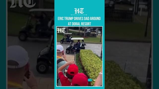 Eric Trump Drives Donald Trump around on a Golf Cart after LIV golf event. | #shorts
