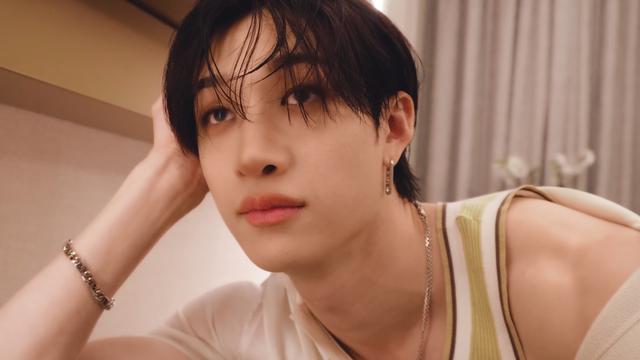 Bang Chan looking impossibly beautiful after a fendi photo shoot, deciding whether to go work out