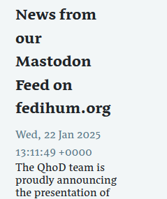 Output screenshot: using RSS feed data to display Mastodon feed