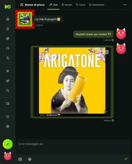 anteprima dimostrativa di una chat