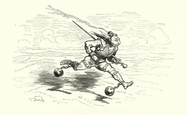 A running man. Image by Gustave Dore.
