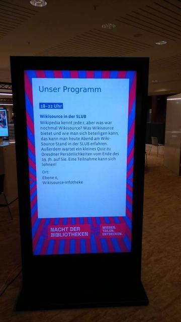 Infotafel: Unser Programm
Wikisource in der SLUB