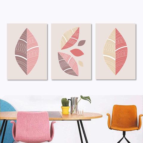 Wall Art Gallery Set 1 - Leaves, Three Abstract Modern Home Posters, zentangle wall prints. Interior composition, digital download item.