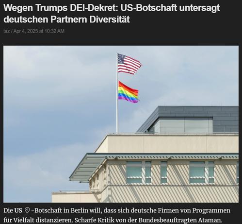 Due to Trump's DEI decree
US Embassy prohibits German partners from promoting diversity
The US Embassy in Berlin wants German companies to distance themselves from diversity programs. Federal Commissioner Ataman sharply criticized the move.