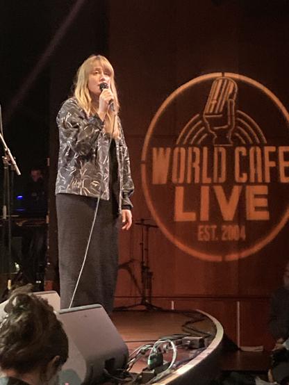 Photo of The Weather Station performing a WXPN Free At Noon show at World Cafe Live in Philadelphia on April 4, 2025.