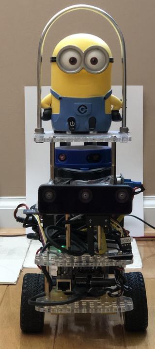 Differential drive GoPiGo3 Robot with Minion Dave character on top