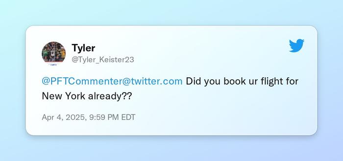 @PFTCommenter Did you book ur flight for New York already??