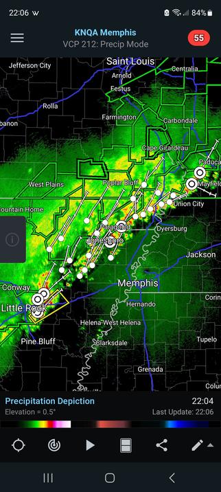 Radar showing rain over midwest