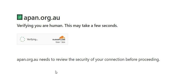 apan.org.au
Verifying you are human. This may take a few seconds.
apan.org.au needs to review the security of your connection before proceeding.