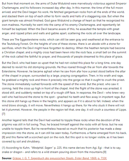 Part 2 of German folk tale "The Legends of the Externsteine". Drop me a line if you want a machine-readable transcript!
