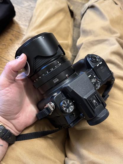 A camera in a hand